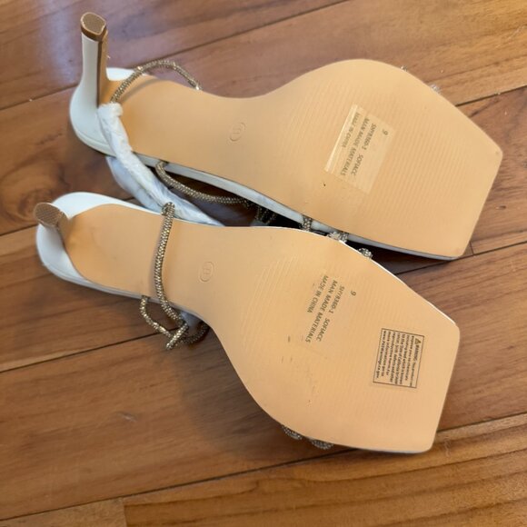 NO BOX Women FashionNova Shine in the Night Rhinestone Heels in White Size US 9 - Picture 4 of 6